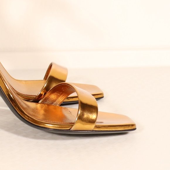NWT & Box Yves Saint Laurent Strappy Heels in Egypt Gold - Picture 6 of 13